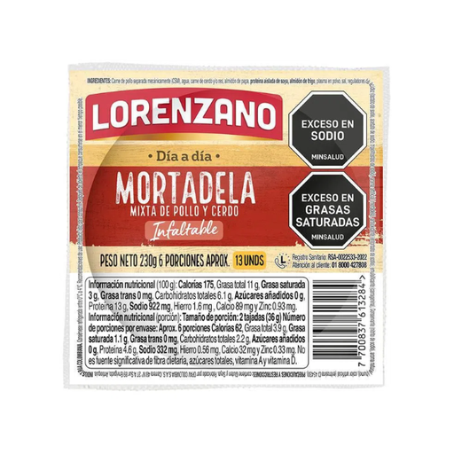 [054997] Mortadela Mixto Lorenzano 13 Unidades 230Gr