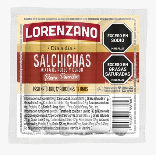 [054996] Salchicha Mixta Lorenzano Pollo Y Carne 12 Unidades 480Gr