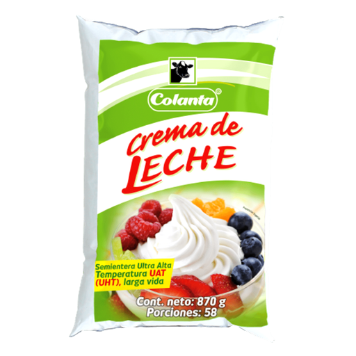 [055086] Crema De Leche Semientera Colanta UHT 870Gr