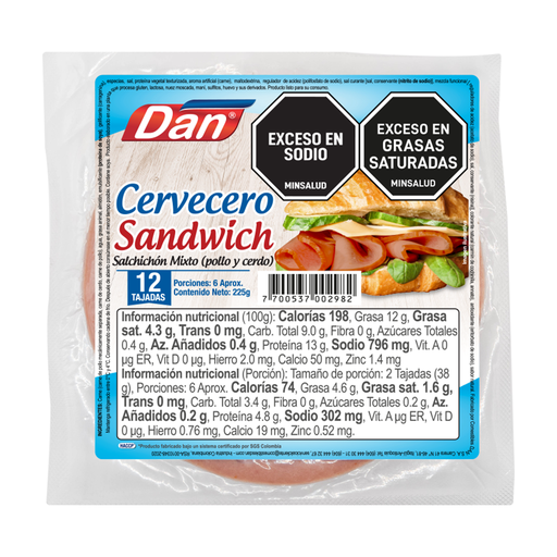 [055153] Cervecero Sandwich Dan 225GR 12 Unidades