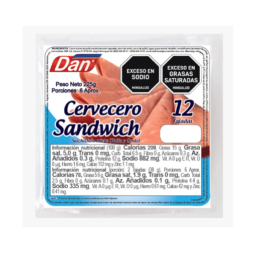 [055153] Cervecero Sandwich Dan 225GR 12 Unidades