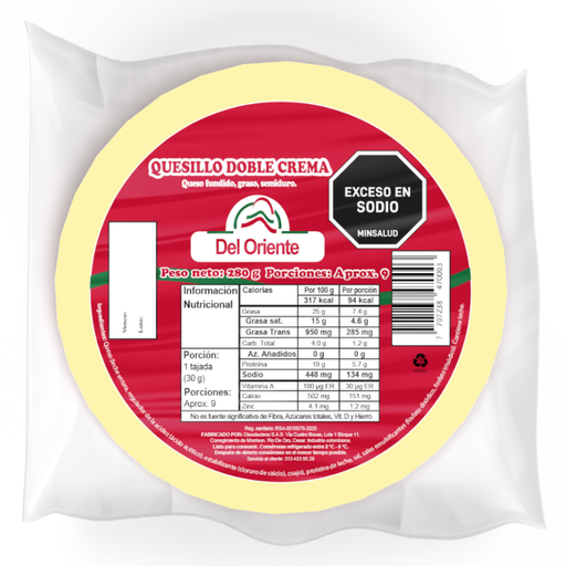 [055160] Quesillo Doble Crema Entero Del Oriente 280Gr