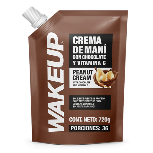 [055164] Crema De Maní Con Chocolate Y Vitamina C Wakeup Doypack 720Gr