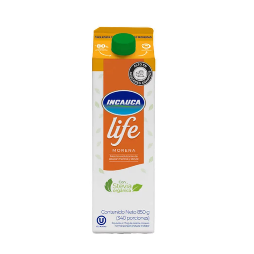 [055187] Azúcar Incauca Life Morena Con Stevia  Tetrapak 850Gr