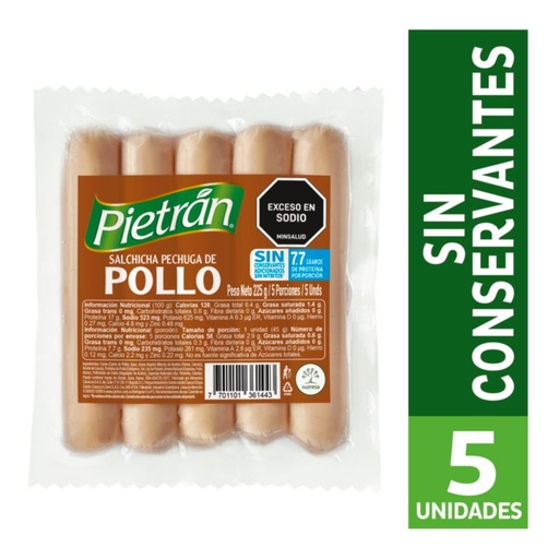 [055362] Salchicha Pollo Pietrán 5 Unidades 225Gr