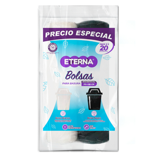 [055309] Bolsa Eterna Residencial Negra Y Blancas 2 Unidades
