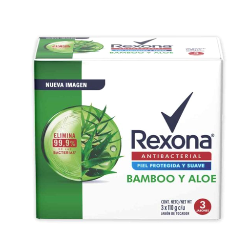 [055238] Jabón Rexona Antibacterial Bamboo-Aloe 3 unidades 110Gr C/U