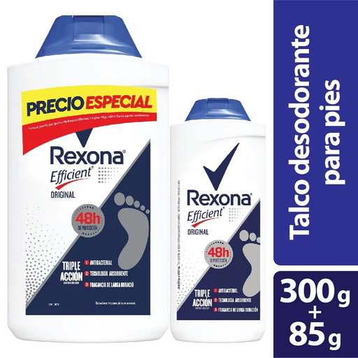 [055216] Talco Rexona Efficient 300Gr Gratis Talco 85Gr