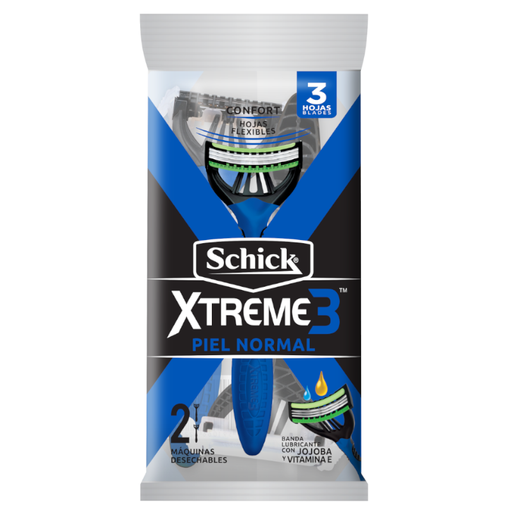 [007244] Maquina Afeitar Schick Extreme Normal 3 Hojas 2 Unidades