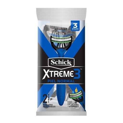 [007244] Maquina Afeitar Schick Extreme Normal 3 Hojas 2 Unidades