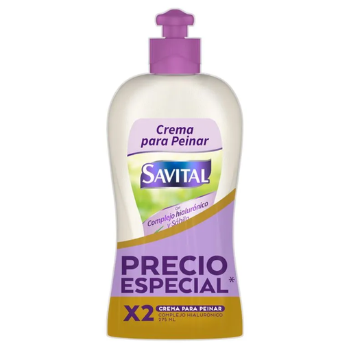 [055443] Crema Para Peinar Savital Complejo Hialurónico Y Sábila 275Ml 2 Unidades Precio Especial