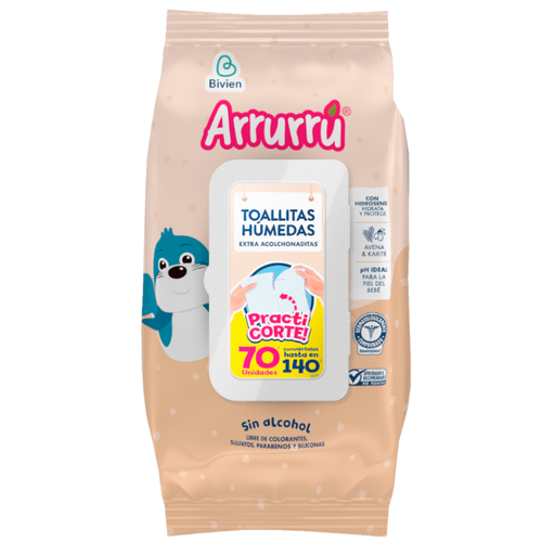 [055470] Toallitas Húmedas Arrurrú Sin Alcohol 70 Unidades