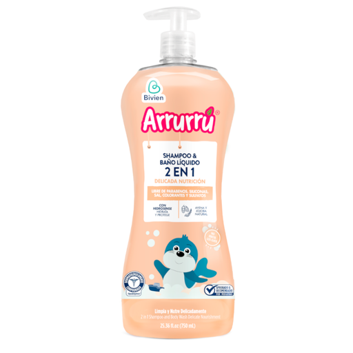 [055469] Shampoo Y Baño Líquido Arrurru Avena Y Jojoba Natural 2 En 1 750Ml