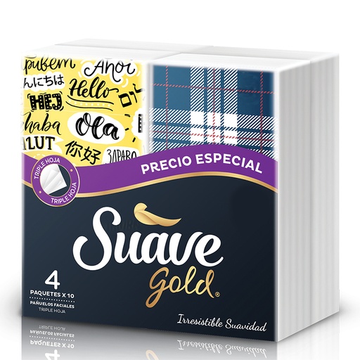 [040603] Pañuelo Facial Suave Gold 4 Paquetes 40 Unidades Precio Especial