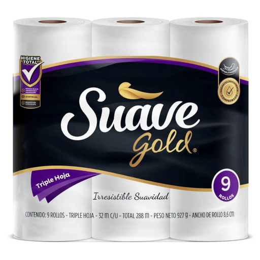 [055507] Papel Higiénico Suave Gold Triple Hoja 9 Unidades