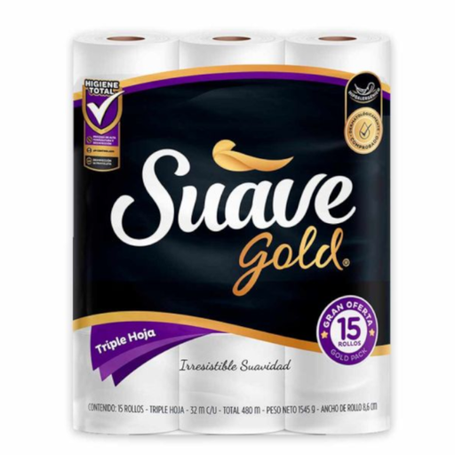 [055527] Papel Higiénico Suave Gold Triple Hoja 15 Unidades 