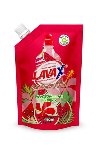 [055541] Lavavajilla Líquido LavaX3 Pepino Doypack 450Ml