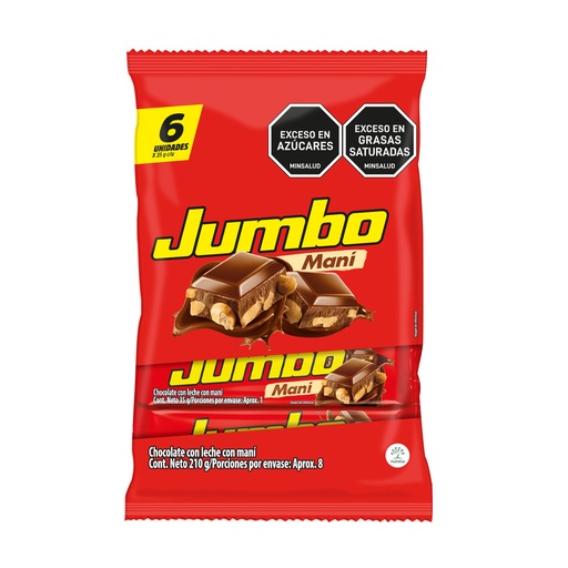 [055586] Chocolatina Jumbo Maní 6 Unidades 35Gr C/U