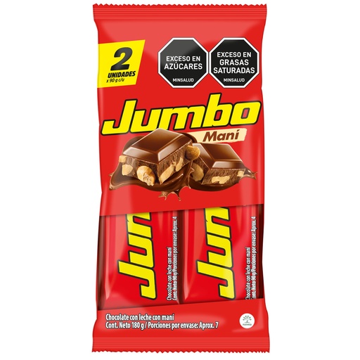 [055585] Chocolatina Jumbo Maní 2 Unidades 90Gr C/U