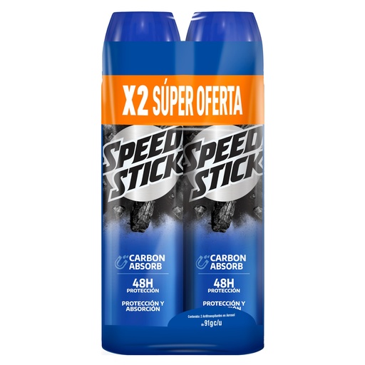 [055601] Desodorante Speed Stick Carbón Spray 2 Unidades 91Ml Precio Especial