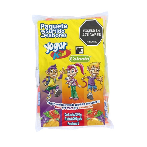 [021852] Yogurt Kid Colanta Surtido Bolsa 6 Unidades 200Gr C/U