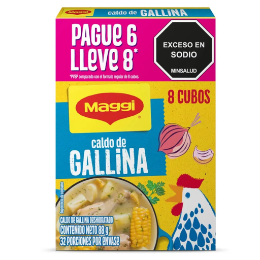 [055666] Caldo Gallina Maggi Pague 6 Lleve 8 Cubos 88Gr