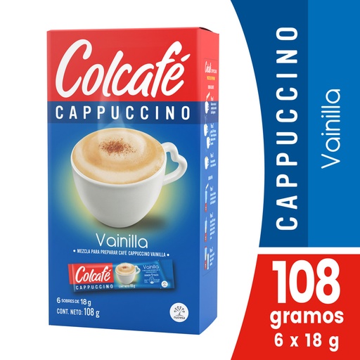 [055708] Colcafe Cappuccino Vainilla Sobres 6 Unidades 108Gr
