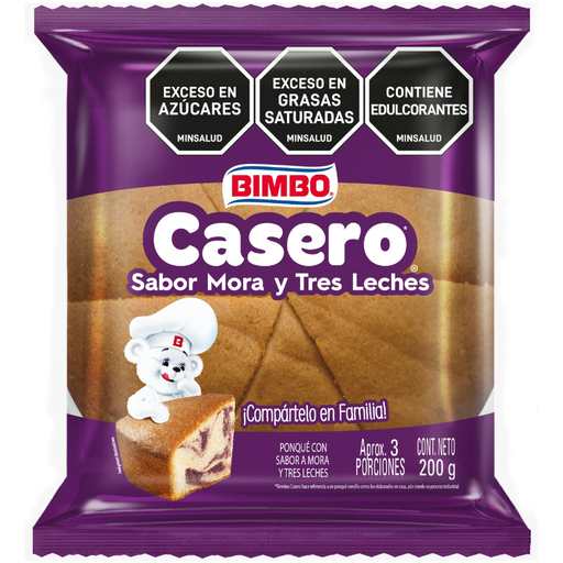 [055728] Ponque Casero Mora Y Tres Leches Bimbo 200Gr