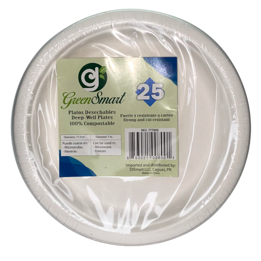 [055808] Platos Desechables Redondo Greensmart 17,7Cm 25 Unidades