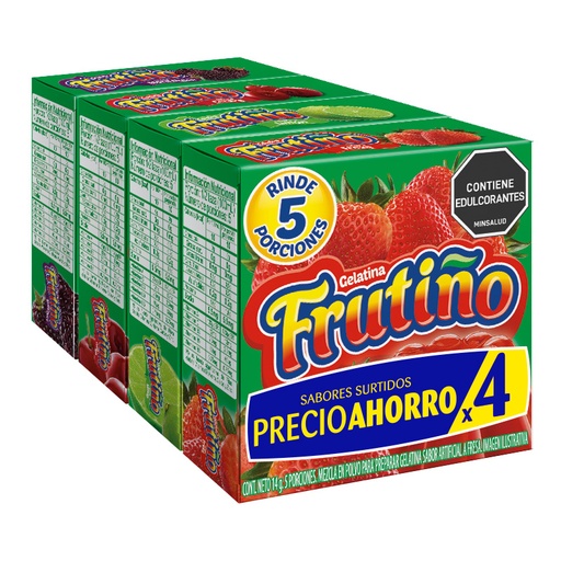 [055830] Gelatina Frutiño Sutida 4 Unidades 56Gr