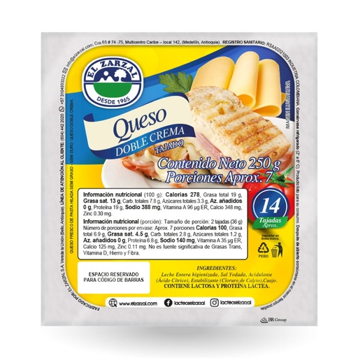 [055852] Queso Doble Crema Tajado El Zarzal 250Gr