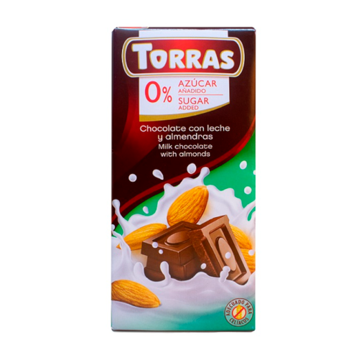 [055868] Chocolate  Sin Azúcar Con Leche Y Almendras Torras 75Gr
