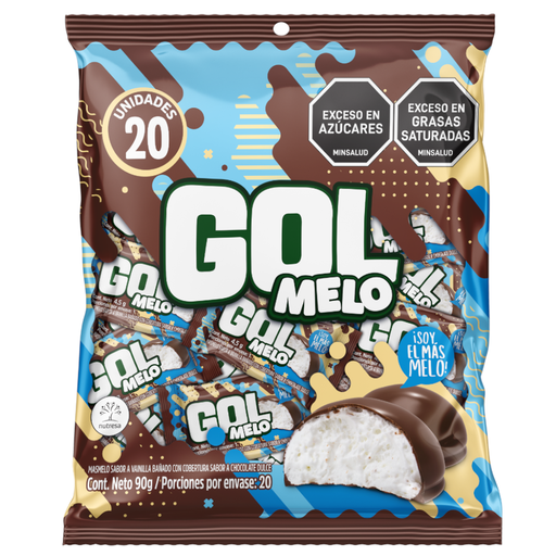 [055910] Masmelos Gol Melo Chocolate Bolsa 20 Unidades 90Gr