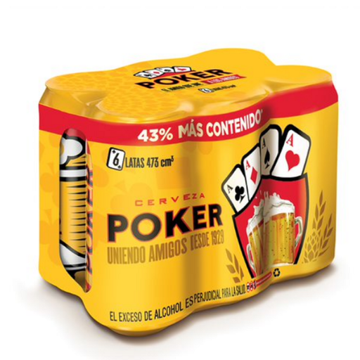 [055935] Cerveza Poker Lata 473ML 6 Unidades