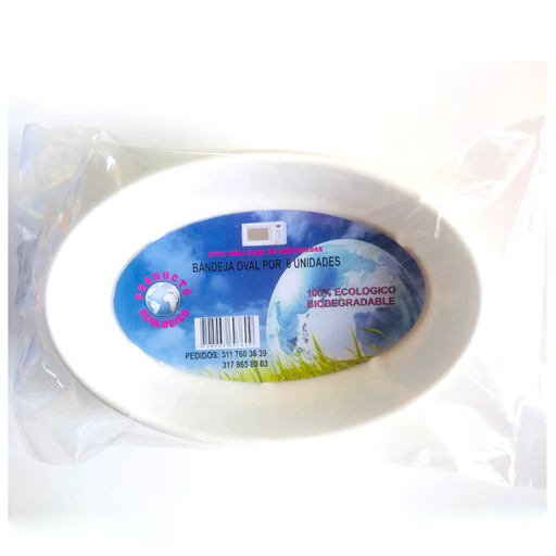 [055937] Bandeja Ovalada Biodegradable Sata Lucia 6 Unidades