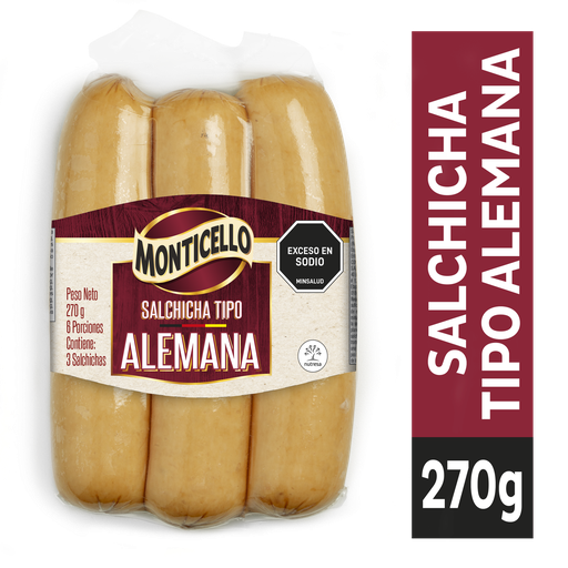 [055947] Salchicha Tipo Alemana Monticello 3 Unidades 270Gr