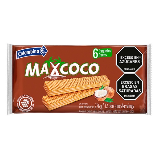 [019857] Galletas Wafers Max Coco 6 Paquetes 276Gr