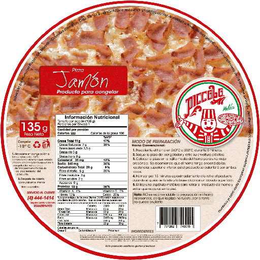 [055981] Pizza Piccolo Jamón 135Gr