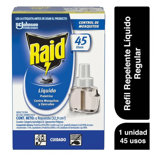[007662] Insecticida Raid Zancudos Liquido Repuesto 32.9Cm