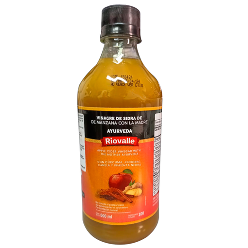 [056044] Vinagre De Sidra Manzana Riovalle Ayurveda Con Cúrcuma Jengibre Canela Y Pimienta 500Ml