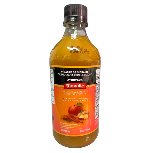 [056044] Vinagre De Sidra Manzana Riovalle Ayurveda Con Cúrcuma Jengibre Canela Y Pimienta 500Ml
