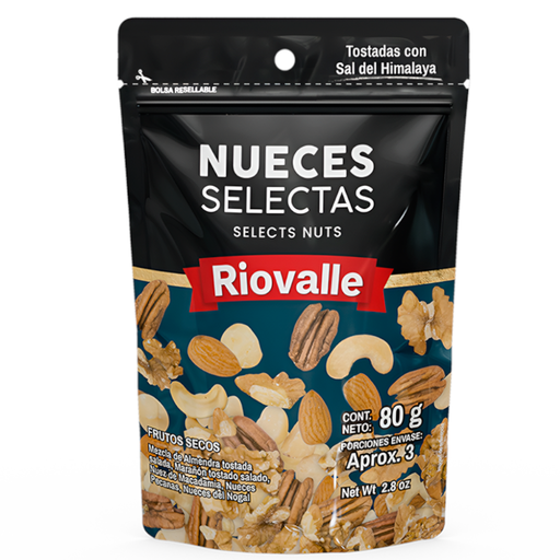 [056047] Nueces Selectas Riovalle Tostadas Sal Himalaya 80Gr
