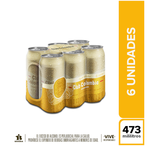 [056055] Cerveza Club Colombia Dorada Lata 473Cc 6 Unidades