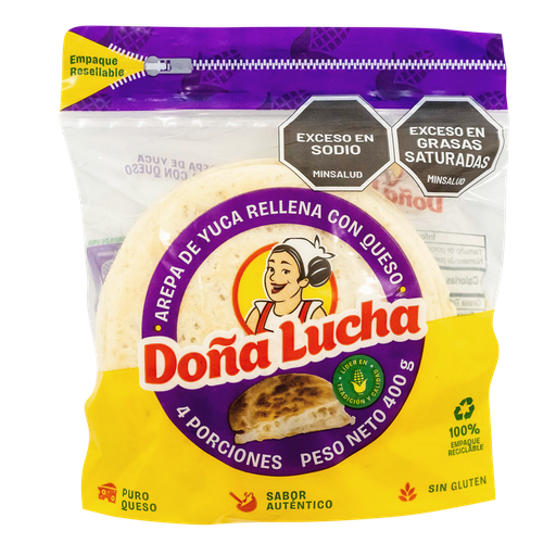 [056057] Arepa De Yuca Con Queso Mozarella Doña Lucha 4 Unidades 400Gr