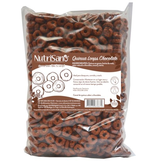 [056062] Cereal  Quinua Loops Chocolate Nutrisano 400Gr