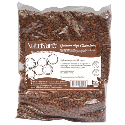 [056065] Cereal  Quinua Pop Chocolate Nutrisano 400Gr