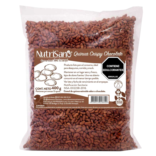 [056066] Cereal  Quinua Crispy Chocolate Nutrisano 400Gr