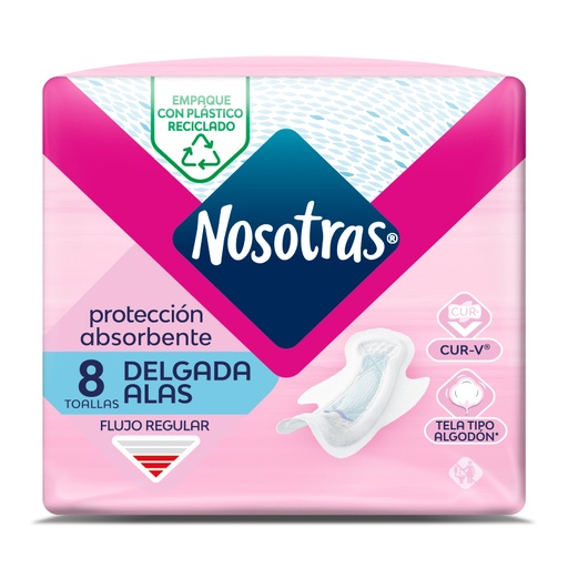 [056067] Toallas Higiénicas Nosotras Delgada Alas Tela 8 Unidades