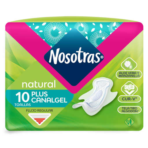 [056072] Toallas Higienicas Nosotras Natural Plus Canagel 10 Unidades