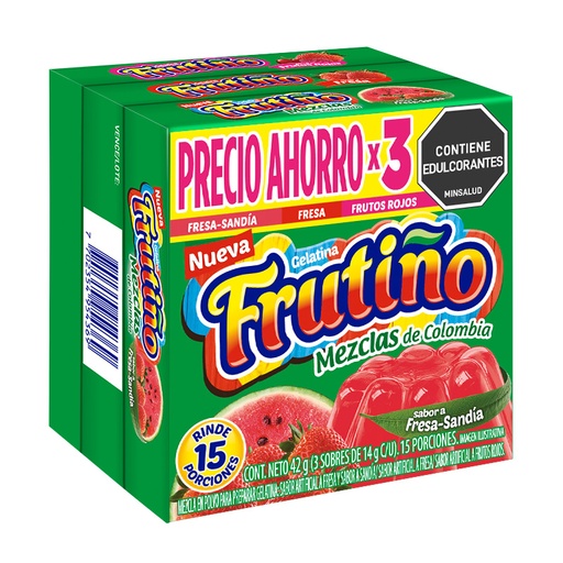 [056092] Gelatina Frutiño Fresa Sandía - Fresa Y Frutos Rojos 3 Unidades 42Gr